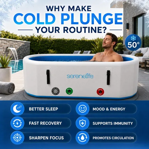 Miniatura 6 de SereneLife Bañera de inmersión fría inflable aislada – Tina de baño de hielo para una persona con tapa, cápsula de recuperación de terapia