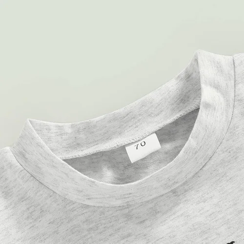 Miniatura 4 de Conjunto de camiseta de manga corta con estampado de vaca para bebé, pantalones cortos sólidos, ropa de verano
