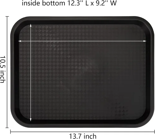 Miniatura 2 de Yarlung Paquete de 12 bandejas de comida rápida, 13.7 x 10.5 pulgadas, bandeja de plástico para servir restaurante, bandejas de cafetería para mesa