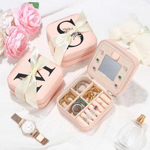 Miniatura 5 de Parima Joyero de viaje, organizador de joyas, pequeño estuche de viaje para mujer, mini joyero de viaje, estuche de joyería de viaje, estuche