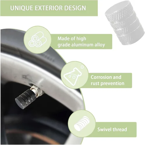 Miniatura 5 de Ziciner 5 piezas de tapas de vástago de válvula de neumático para automóvil, cubiertas de vástago de rueda de aluminio anodizado, tapas de aire