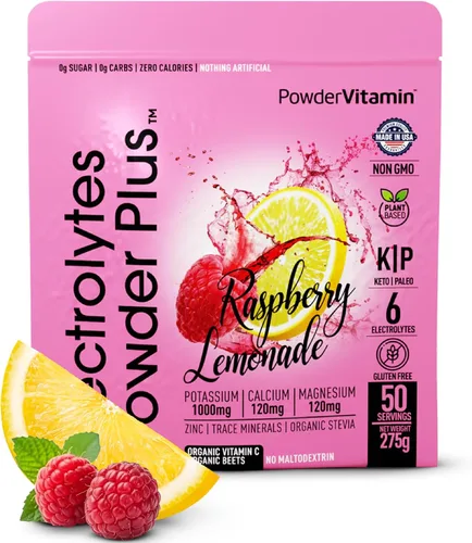 Miniatura 44 de Polvo de Electrolitos Plus (50 porciones), 0 calorías Keto, 0 azúcar, sin maltodextrina, 1000 mg de potasio, 120 mg de calcio, 120 mg de magnesio