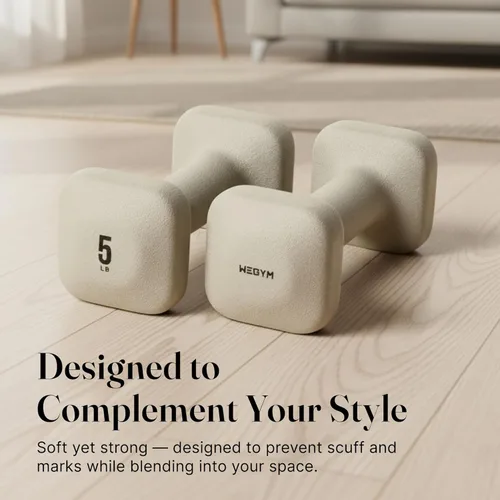 Miniatura 4 de WeGym SafeGrip Square Dumbbells with Anti Slip Handles, Aesthetic Free Weights for Home Workouts, Stable Design Prevents Rolling during Floor
