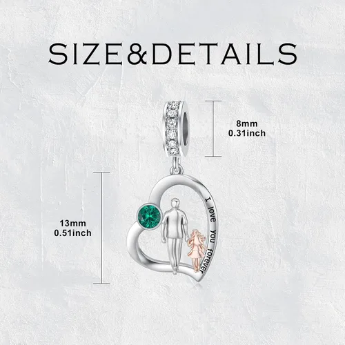 Miniatura 47 de PROESS Dije para padre, madre e hija, pulsera de plata de ley para pulseras, regalos de cumpleaños, día de San Valentín, para hija, madre, amante