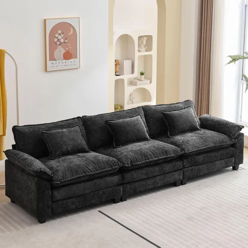 Miniatura 68 de Oprisen Sofá Seccional Modular, Cómodo Cloud Couch Sofá Seccional, Sofá Cama de Chenilla con Asiento Profundo con Almohadas Decorativas para Sala