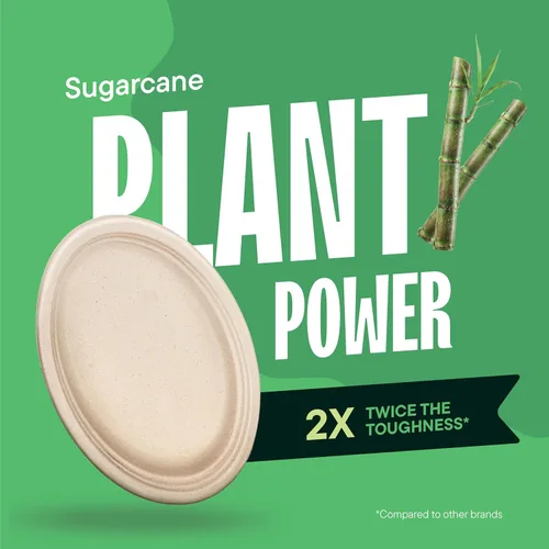 Miniatura 5 de Platos de papel ovalados 100 % compostables [12.5 pulgadas – paquete de 50 unidades] Elegante plato desechable de alta calidad, bagazo natural sin