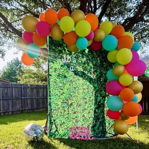 Miniatura 6 de HILAVO - Kit de globos tropicales, 60 globos hawaianos de 12", color rosa intenso, naranja, verde azulado, verde, dorado metálico, globos de látex