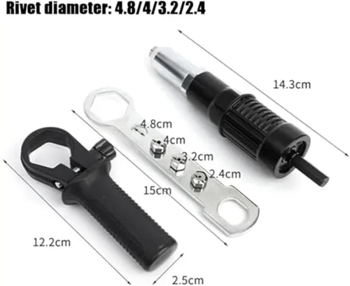 Miniatura 5 de Adaptador de pistola remachadora eléctrica de grado profesional, kit de adaptador de pistola remachadora eléctrica profesional, convierte tu taladro