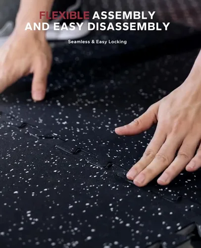 Miniatura 4 de HAPBEAR 0.56'' Thick 12 Pcs 48 Sq Ft Exercise Equipment Mats - High-Density Rubber Top EVA Foam Interlocking Mats, 24x24in Tiles, Heavy-Duty 24