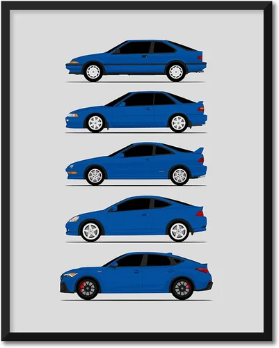 Miniatura 17 de Custom Car Posters Póster hecho a mano compatible con Acura Integra Evolution Generations e impresión de Acura Integra, multicolor, 8 x 10 pulgadas