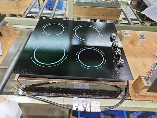 Miniatura 8 de Placa de cocina eléctrica de 24 pulgadas - 4 quemadores, encimera integrada de vidrio y cerámica, 6000W, 220V, estufa eléctrica radiante, 9 niveles