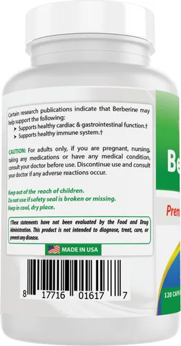 Miniatura 7 de Best Naturals Berberina 500mg 120 cápsulas – Apoya la función inmunológica, cardiovascular y gastrointestinal (120 unidades (paquete de 1))