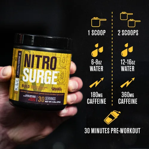 Miniatura 5 de Jacked Factory Nitrosurge Build - Preentrenamiento con creatina para construcción muscular, polvo de creatina con cret y elevATP para energía