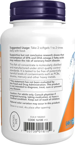 Miniatura 3 de NOW Foods Suplementos, DHA-250 con 125 EPA, destilado molecularmente, apoya la salud cerebral*, 120 cápsulas blandas