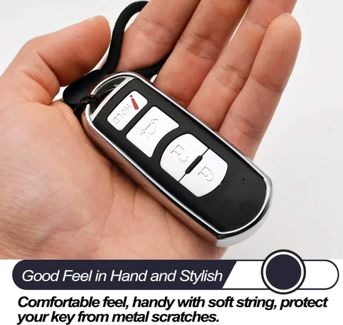 Miniatura 4 de MECHCOS Compatible con Mazda 3, 6, CX-5, MX-5 Miata, Scion iA, Toyota Yaris, Yaris IA, Smart 2, 3, 4 botones, color plateado, funda protectora