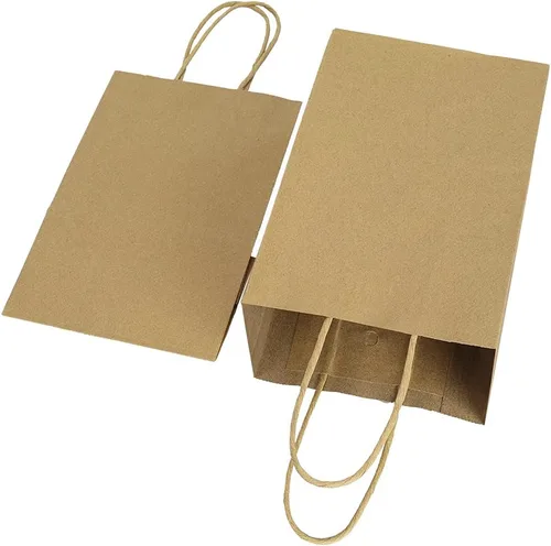 Miniatura 3 de bagmad Paquete de 100 bolsas de papel pequeñas de color marrón de 5.25 x 3.25 x 8 pulgadas con asas, bolsas de papel de regalo, regalos de fiesta