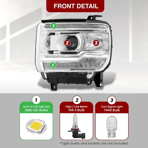 Miniatura 4 de AJP Distributors Par de faros delanteros LED DRL estilo OE con proyectores halógenos, lámparas de señal, carcasa de montaje de luces