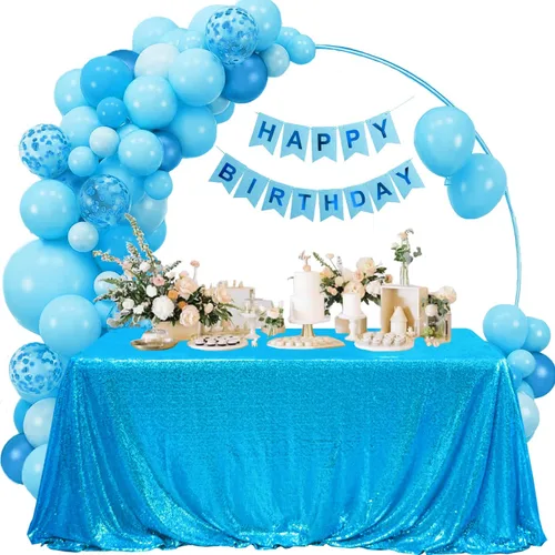 Miniatura 65 de Manteles redondos de lentejuelas negros para fiestas, de 121,9 cm, mantel redondo de purpurina ajustado, pequeño, lindo y dulce, para boda