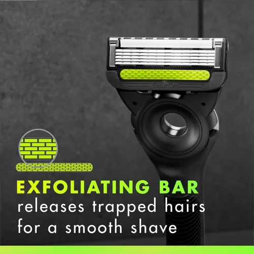 Miniatura 6 de Gillette Labs - Maquinilla de afeitar para hombre, incluye 1 mango, 2 repuestos de cuchilla de afeitar, 1 soporte magnético de alta calidad Plateado