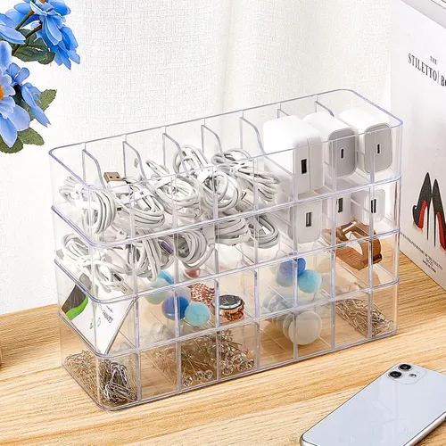 Miniatura 4 de Tatuo 1 Pieza Organizador de Cables con 10 Amarres de Alambre, Caja de Almacenamiento de Cables de Plástico Caja para Cargador Organizador