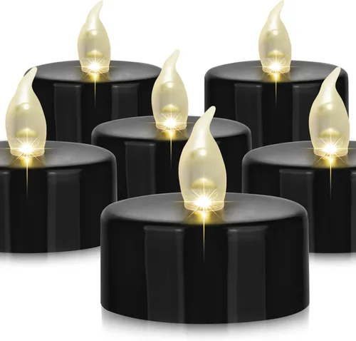 Miniatura 15 de Velas de té sin llama, paquete de 50 velas LED, realistas y brillantes, parpadeantes, de larga duración, 200 horas para festividades, fiestas, Azul