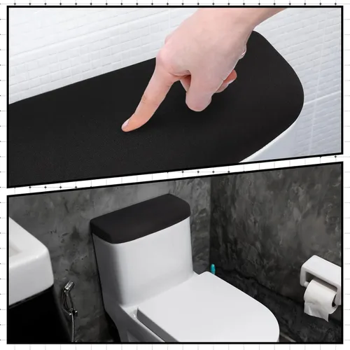 Miniatura 6 de Hoolerry 4 Piezas Cubierta de Tapa de Tanque de Inodoro Universal Cubierta Trasera de Tanque de Inodoro Suave y Absorbente de Repuesto con Parte