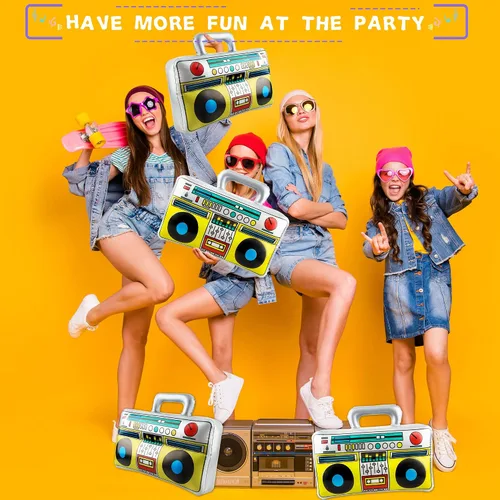 Miniatura 6 de 8 unidades de 16.5 pulgadas Boombox inflable grande inflable Boom Box novedad radio Boombox inflable para 80s 90s Radio Hip Hop suministros de fiesta