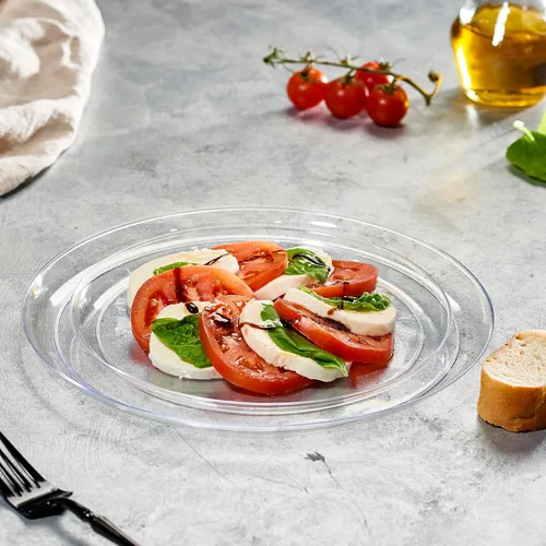 Miniatura 2 de PLASTICPRO - Platos de plástico transparente para fiesta, platos desechables elegantes y pesados de alta calidad (20, transparente)