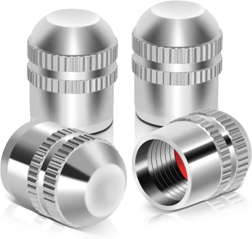 Miniatura 6 de Auto Dynasty Tapones hexagonales de válvula de neumático de aleación de latón recubierto y pulido de aluminio negro cromado (paquete de 4)