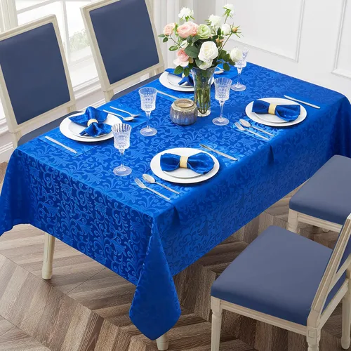 Miniatura 10 de Mantel cuadrado de damasco de desplazamiento verde jacquard de 52 x 52 pulgadas, mantel lavable para mesa de comedor, fiestas de buffet y campamento