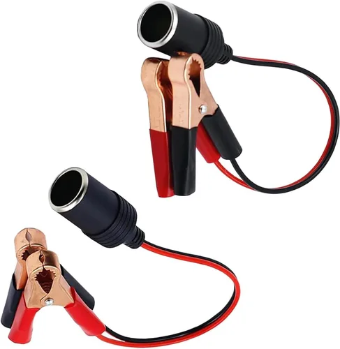2 enchufes para encendedor de cigarrillos, 13.78 pulgadas, enchufe hembra de 12 V, cable de extensión con clips de cocodrilo, universal para la