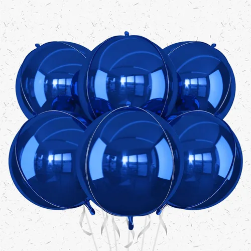 Miniatura 12 de 6 globos redondos negros de aluminio, globos redondos gigantes 4D, globo negro metálico de 22 pulgadas para Año Nuevo, cumpleaños, boda, graduación