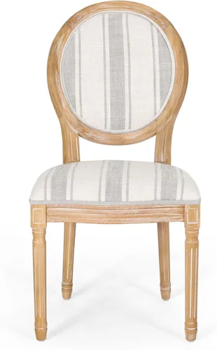 Miniatura 5 de Christopher Knight Home Camille - Sillas de comedor tradicionales de terciopelo, 2 piezas, color gris y blanco brillante Línea gris + natural