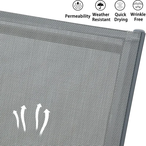 Miniatura 4 de Domi - Juego de 3 tumbonas para patio, sillas de aluminio de polipropileno para exteriores con 5 posiciones ajustables, mesa auxiliar para playa