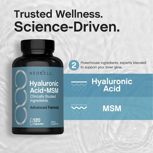 Miniatura 7 de NeoCell Ácido hialurónico con MSM 1000mg 120 Cápsulas Suplemento de fórmula avanzada Ingredientes clínicamente estudiados