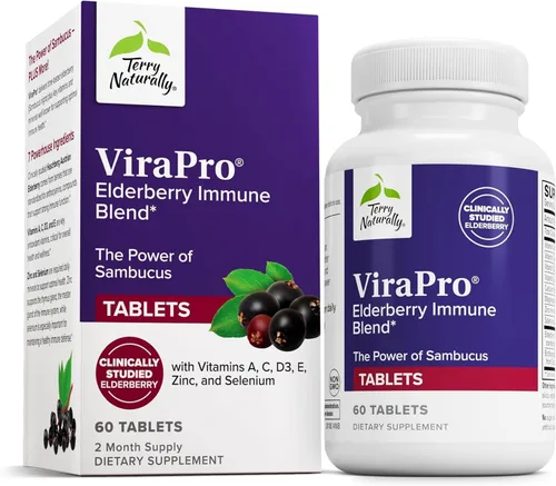 Terry Naturally ViraPro - Suplemento con mezcla de hierbas para apoyo inmunológico - Suplemento con saúco, zinc y selenio - Apoya la respuesta
