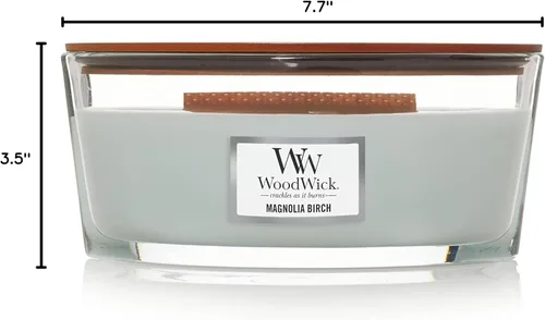 Miniatura 8 de WoodWick Magnolia Birch Velas Navideñas de Regalo para Mujeres y Hombres, Vela Elipse de 16 oz con Mecha Crepitante Abedul Magnolia