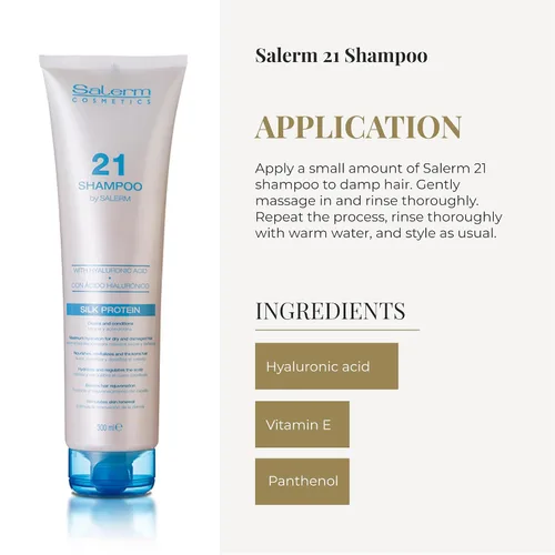 Miniatura 4 de SALERM - Champú Hidratante 21 Silk Protein - 10.1 fl oz - Para Cabello Seco y Dañado - Con Proteínas de Seda - Nutritiva, Repara y Revitaliza