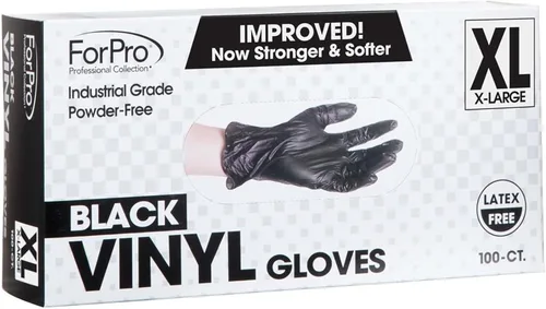 Miniatura 2 de ForPro Disposable Vinyl Gloves, Industrial Grade, Powder & Latex Free, Non-Sterile, Food Safe, 2.75 Mil Palm, 3.9 Mil Fingers Negro