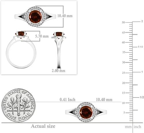 Miniatura 132 de Dazzlingrock Collection Anillo de compromiso redondo de 0.276 in con halo de diamante blanco y vástago dividido para ella en oro macizo de 14