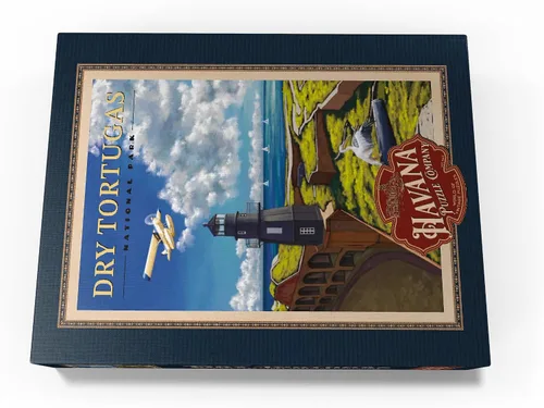 Miniatura 4 de MyPuzzle Dry Tortugas National Park - Faro de Fort Jefferson, póster de viaje vintage, rompecabezas prémium de 500 piezas para adultos