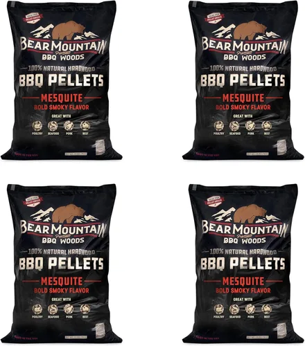 Bear Mountain BBQ FK17 Premium 20 libras de madera dura natural Mesquite BBQ Pellets de ahumador de madera dura para parrilla eléctrica al aire