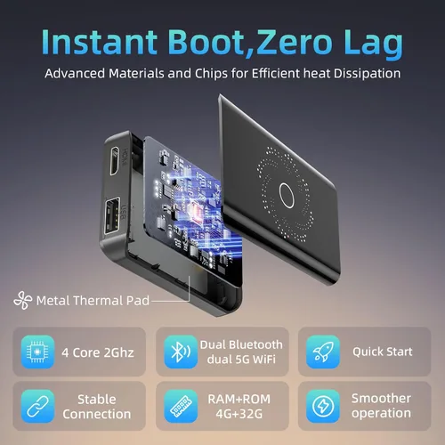Miniatura 7 de AI Box - Adaptador inalámbrico CarPlay y automático, Plug & Play, WiFi de doble banda, Bluetooth 5.4, soporte de video 4K, sistema Android 13.0