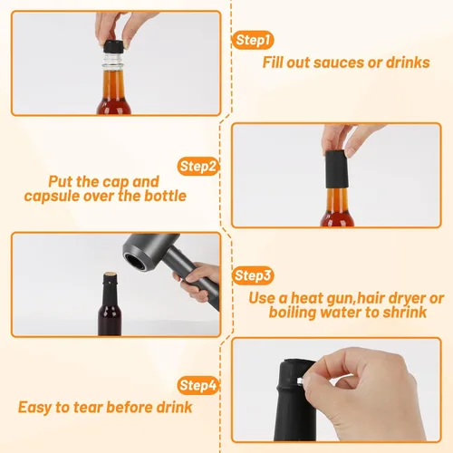 Miniatura 4 de Alotpower Paquete de 35 botellas de salsa picante de 5 onzas, botellas vacías de vidrio transparente con tapas de rosca negras a prueba de fugas