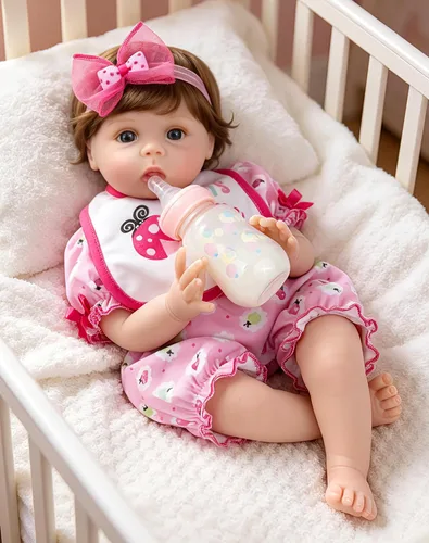 Miniatura 10 de Aori Muñecas de bebé recién nacidas realistas de 22 pulgadas con cuerpo suave y con peso y trajes de cebra, juego de regalo para niños de 3 años