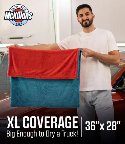 Miniatura 4 de McKillans® Toalla de secado de coche extra grande de doble color XL, sin bordes, ultra suave y absorbente, 36 x 28 pulgadas, toalla de microfibra