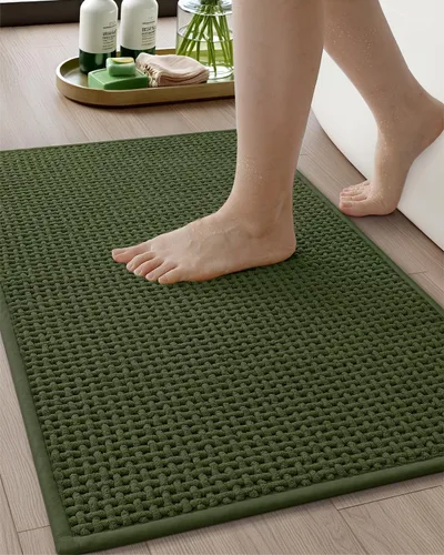 Miniatura 16 de Color&Geometry Alfombras de baño con parte trasera de goma, antideslizante, lavable a máquina, alfombra bohemia de felpilla suave y absorbente