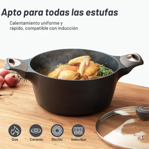 Miniatura 6 de SENSARTE - Olla antiadherente con tapa, 2.6/4.5/6.6/8.5 QT Olla de sopa, olla para guisos, olla para pasta saludable, olla de cocina grande y Negro