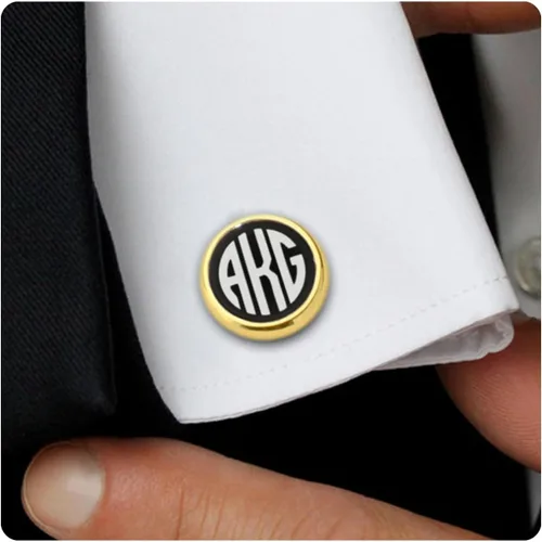 Gemelos de oro personalizados - Gemelos con monograma grabados - Gemelos con monograma grabados - Regalo de novio de boda o padrinos de boda gemelos