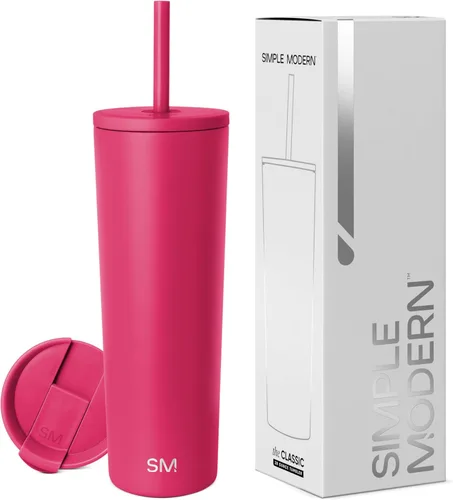 Miniatura 92 de Simple Modern- Vaso con aislamiento, c/tapa y pajilla Taza de viaje Botella de agua de ac. inox. reutilizable Unisex Colecc. Classic 24 oz